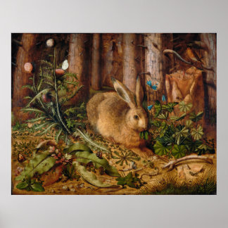 A Hare in the Forest by Hans Hoffmann Poster