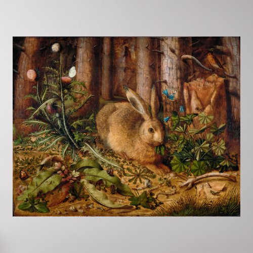 A Hare in the Forest by Hans Hoffmann Poster