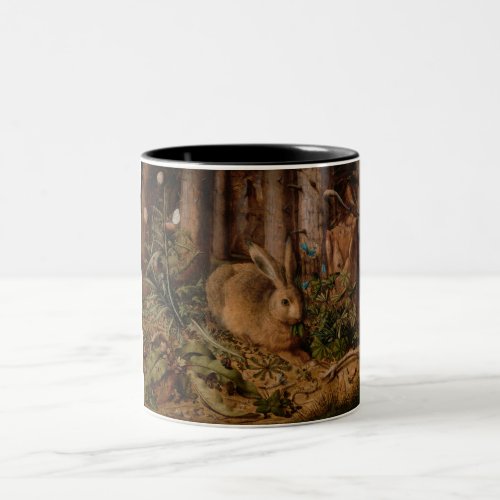 A Hare in the Forest by Hans Hoffmann Two_Tone Coffee Mug