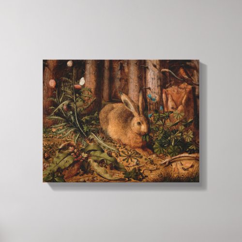 A Hare in the Forest _ Hoffman _ Vintage Art Canvas Print