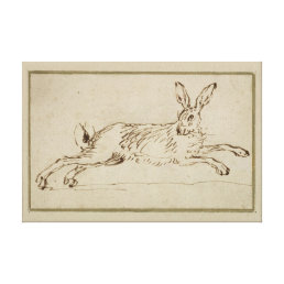 A Hare Running, With Ears Pricked Canvas Print