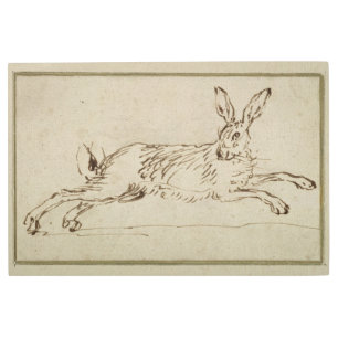 A Hare Running, With Ears Pricked Metal Print