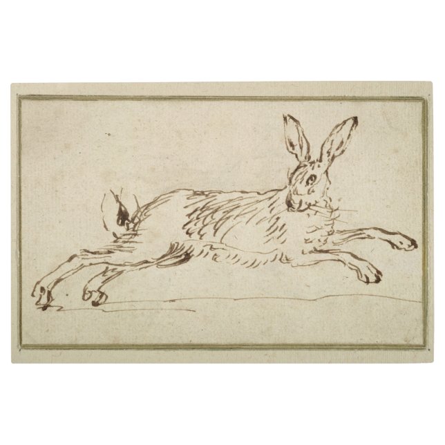A Hare Running, With Ears Pricked Metal Print (Front)
