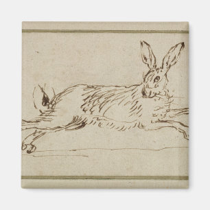 A Hare Running, With Ears Pricked (pen & ink on pa Magnet