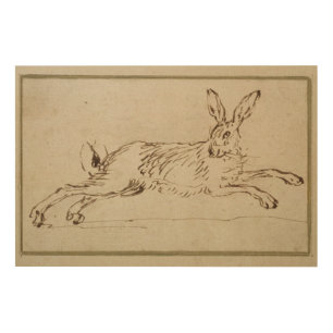 A Hare Running, With Ears Pricked Wood Wall Art
