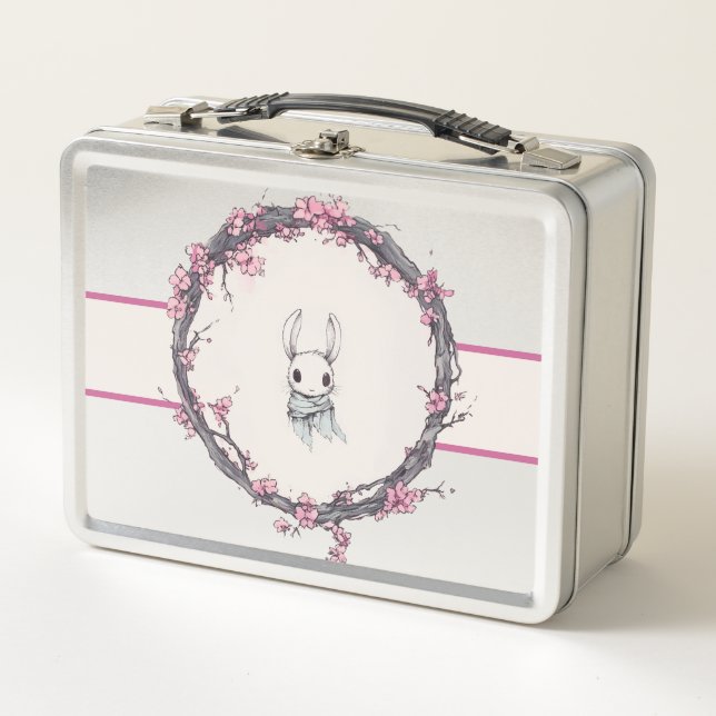 A Hare's Spring, Cherry Blossoms, Metal Lunch Box (Front)
