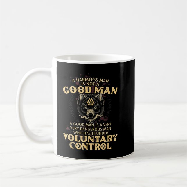 A Harmless Man Is Not A Good Man - Wolf Viking War Coffee Mug (Left)