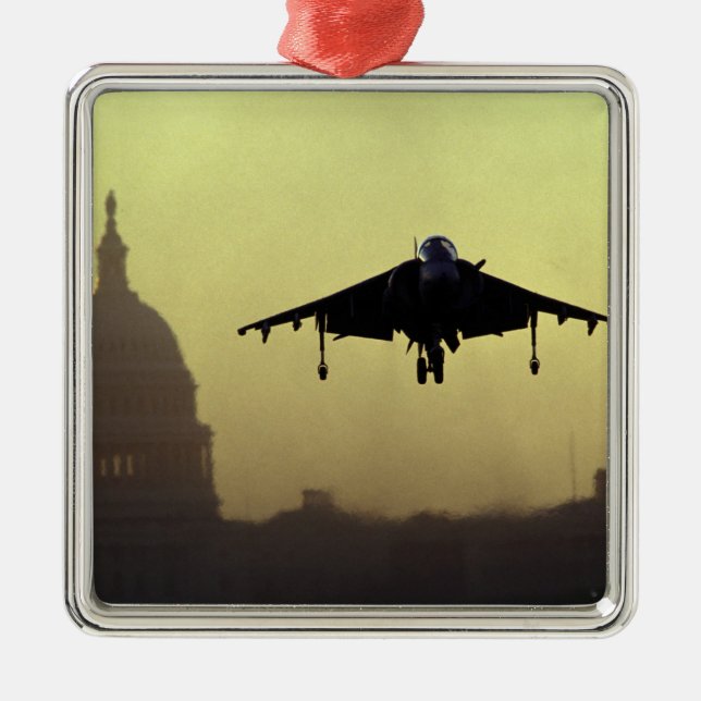 A Harrier jet landing on the Mall at dawn with Metal Ornament (Front)