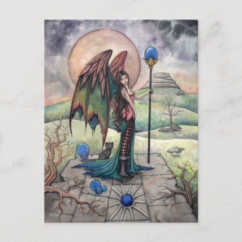 A Harvest Moon Fantasy Gothic Fairy Art Postcard