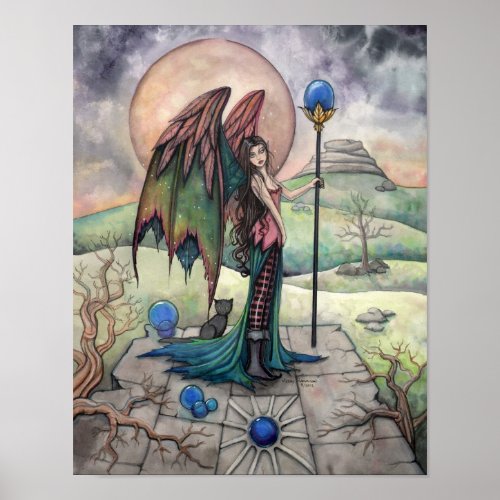 A Harvest Moon Gothic Fantasy Fairy Art Poster