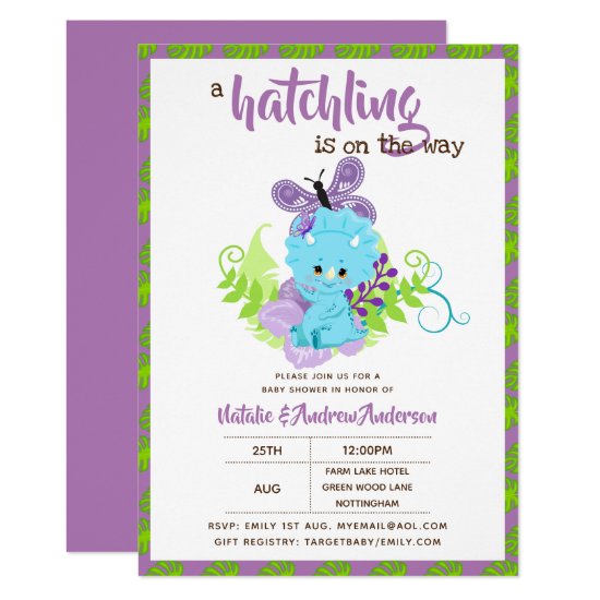 A Hatchling Is On The Way Dinosaur Baby Shower Invitation