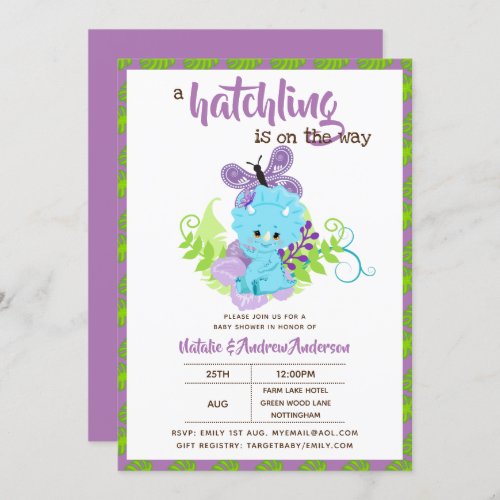 A Hatchling Is On The Way Dinosaur Baby Shower Invitation