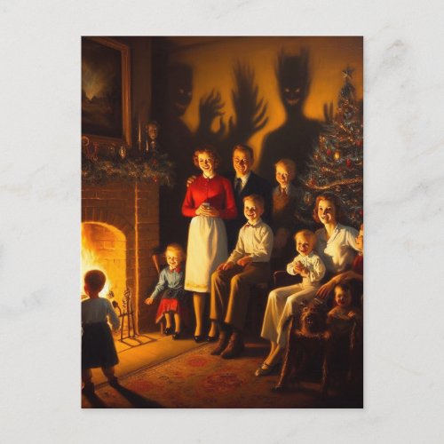 A Haunted Christmas Horror Postcard