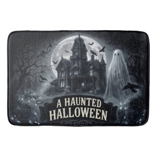 A Haunted Halloween Vintage Gothic Illustration Bath Mat