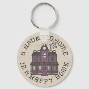 A Haunted Home is a Happy Home Cross Stich Keychain