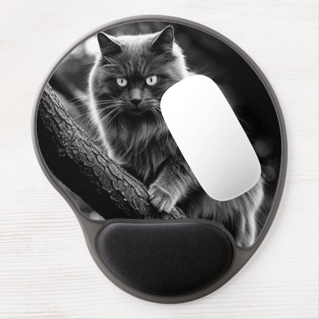 A Haunting Gaze Of A Night Cat Gel Mouse Pad (Left Side)