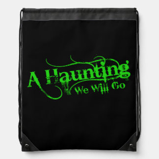A Haunting We Will Go LLC Green Logo Drawstring Bag