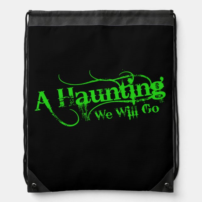 A Haunting We Will Go LLC Green Logo Drawstring Bag (Front)