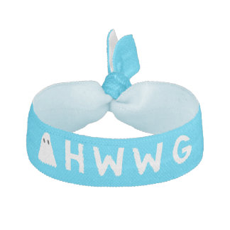 A Haunting We Will Go LLC White Logo Blue Back Ribbon Hair Tie