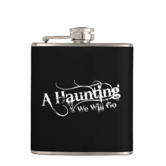 A Haunting We Will Go LLC White Logo Flask