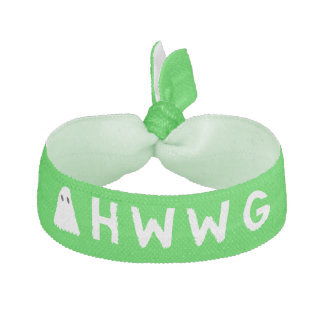 A Haunting We Will Go LLC White Logo Green Back Hair Tie