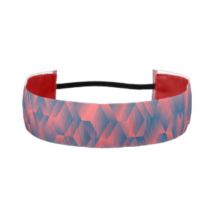 A headband with a red and blue geometric pattern