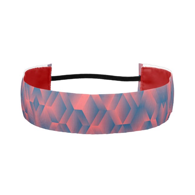 A headband with a red and blue geometric pattern  (Front)