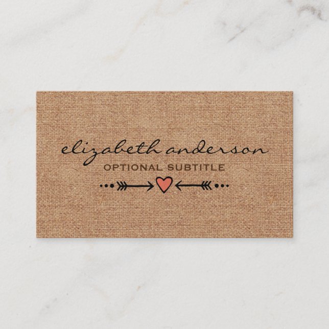 A Heart & Arrows Motif Rustic Custom Business Card (Front)