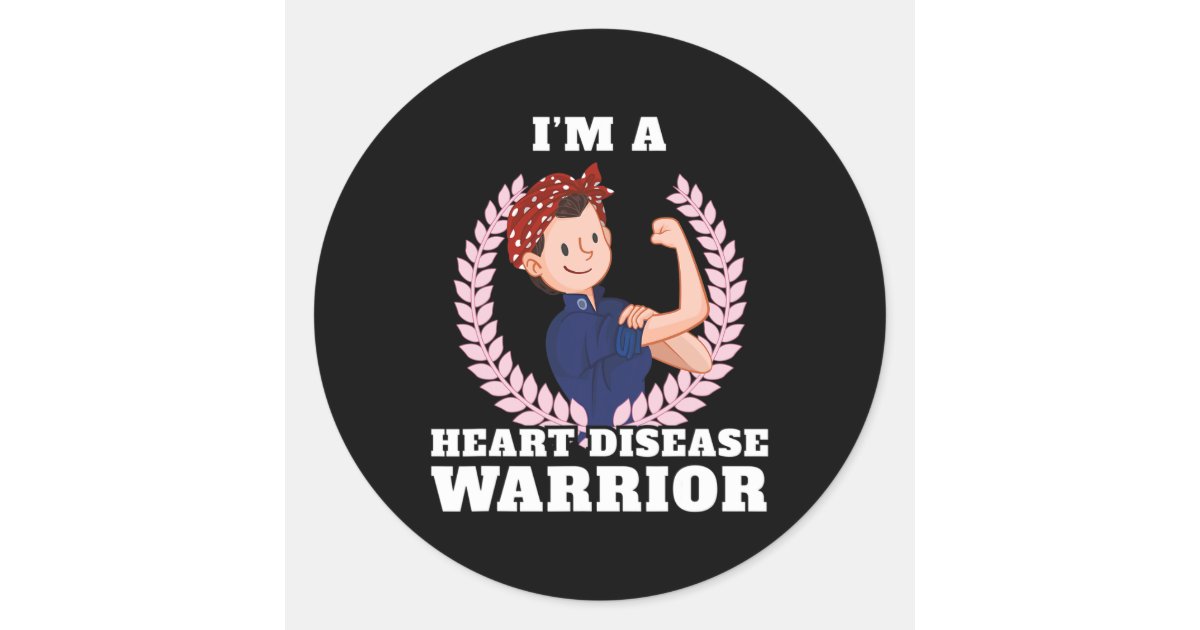 A Heart Disease Warrior Heart Disease Awareness Classic Round Sticker ...