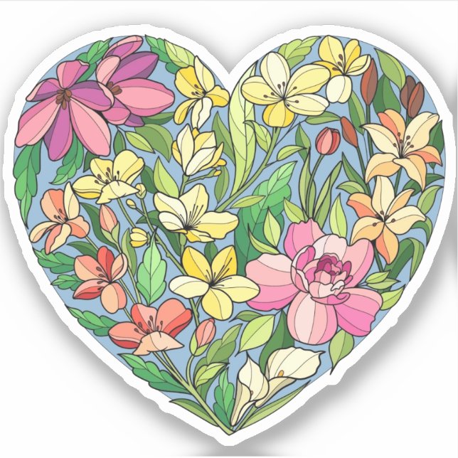 A heart filled with flowers sticker (Front)