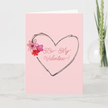 A  Heart & Flowers Valentine Greeting Card by Koobear at Zazzle