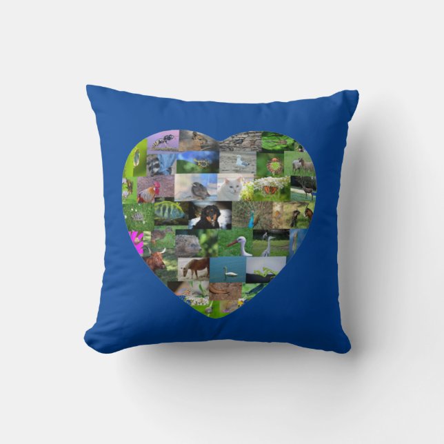 A heart for animals  -  in blue throw pillow (Front)
