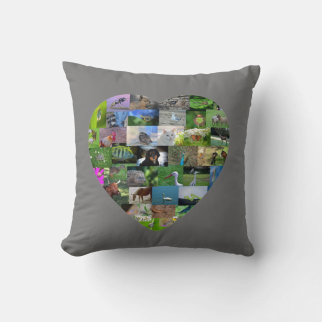 A heart for animals  -  in gray throw pillow (Front)
