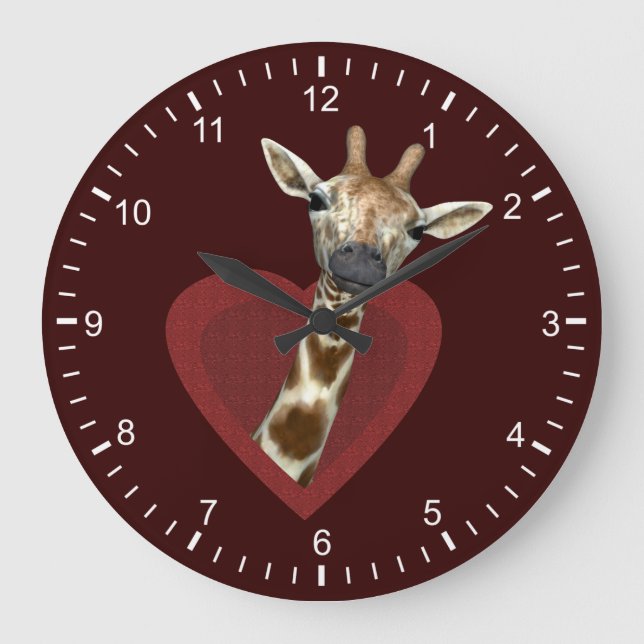A Heart For Giraffes Large Clock (Front)