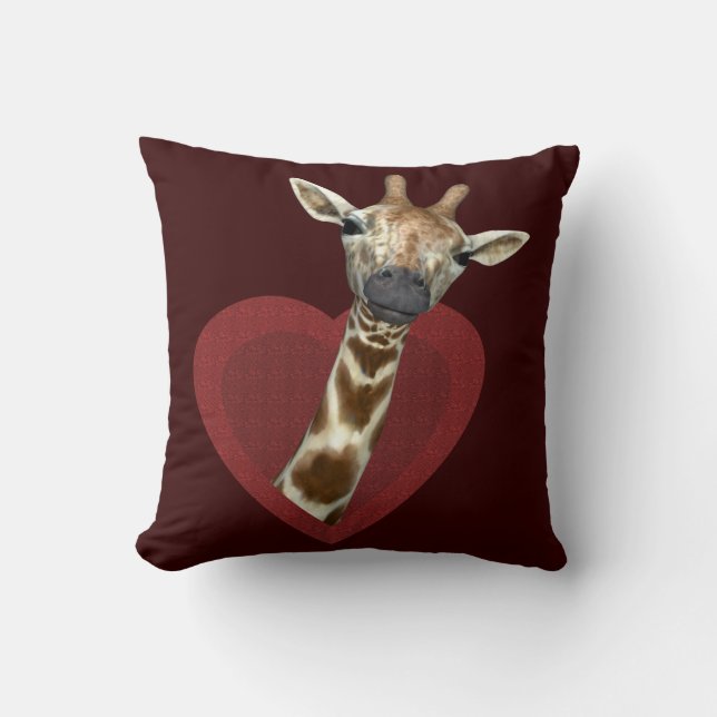 A Heart For Giraffes Throw Pillow (Front)