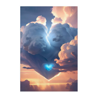A Heart From Clouds Romantic Image - AI PICTURE Acrylic Print