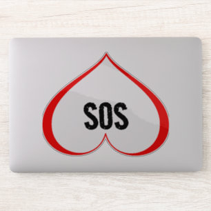 A HEART IN DISTRESS SOS Red Sticker