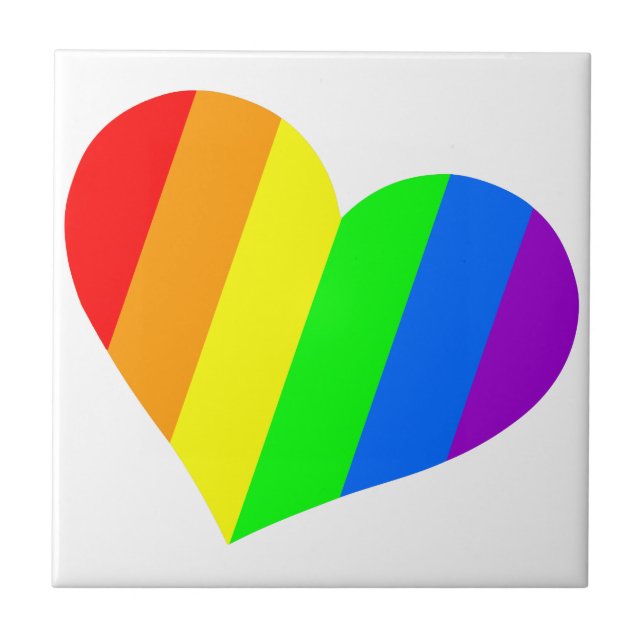 A heart in rainbow colors ceramic tile (Front)