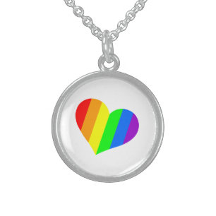 A heart in rainbow colors sterling silver necklace
