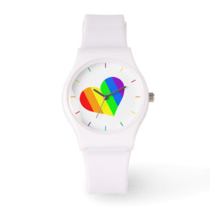 A heart in rainbow colors watch