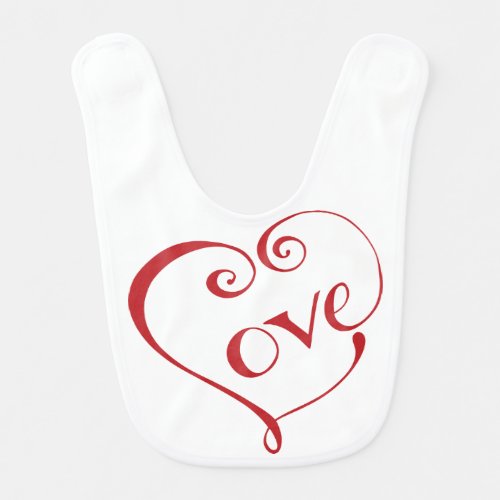 A Heart made of Love in Red Baby Bib