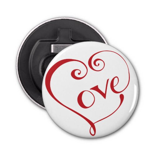 A Heart made of Love in Red  Bottle Opener