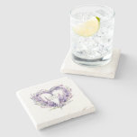 A Heart of Lavender. Floral Purple Pattern Stone Coaster