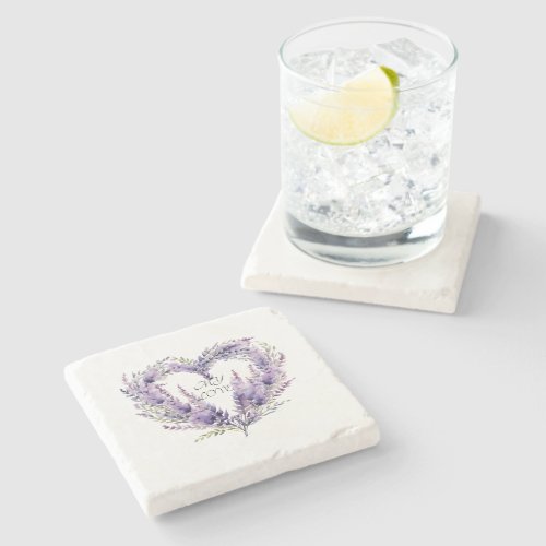 A Heart of Lavender Floral Purple Pattern Stone Coaster