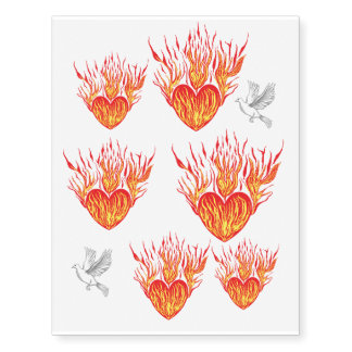 A Heart on Fire Temporary Tattoos