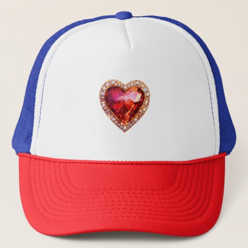 A Heart Shape Diamond in Front of Cap