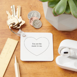 A heart shaped personalized text keychain
