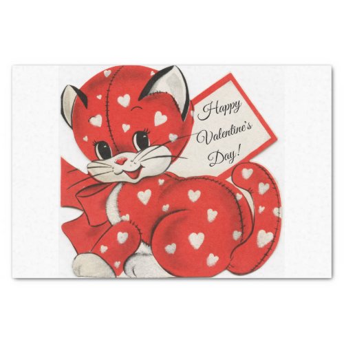 A Heart Splattered Valentine Kitten Tissue Paper