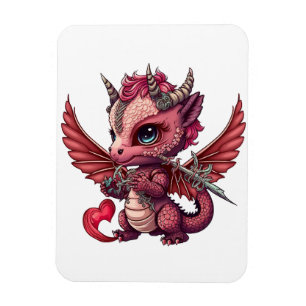 A Heart Tail Baby Red Dragon Valentine Magnet