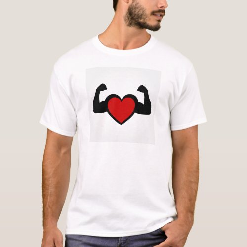 A heart with flexing muscles_ Healthy heart T_Shirt
